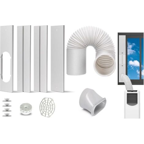 Portable Window Exhaust Hose Kit, Adjustable Window Seals for Sliding Windows, Universal Sliding Vertical Vent Kit with 15cm Round Fitting (Hose Set) (1/5)