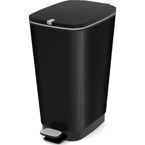 Kis Chic Pattumiera L - Pattumiera Decorata A Pedale Con Anello Fermasacco Per Sacchetto Da 50 Lt - 29X44,5X60,5H Black (1/4)