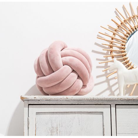 Filiyano-Coussin rose nordique en forme de boule de poils, avec trois cordes nouées ensemble. (1/5)