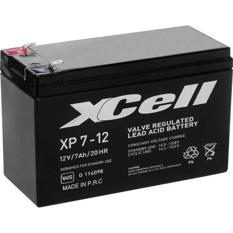 [GEBRAUCHT] B-Ware XCell Bleiakku XP712F2 12V 7Ah AGM wartungsfrei Flachstecker 6.35mm 151x94x65mm (1/2)