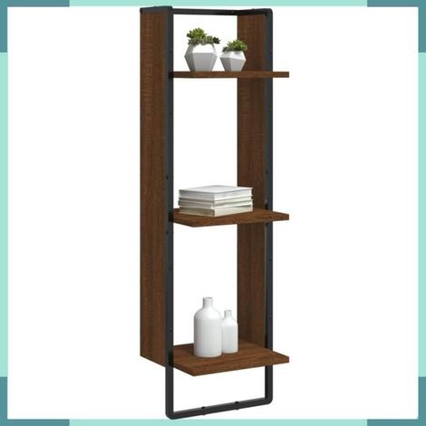 Étagère murale - 836307 - 3 niveaux - Chêne marron - 30x25x100 cm (1/5)
