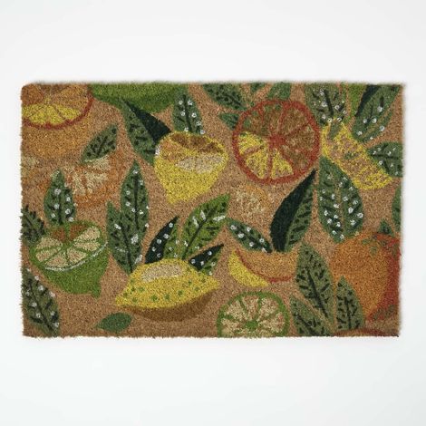 HOMESCAPES Citrus Non-Slip Coir Doormat (1/4)