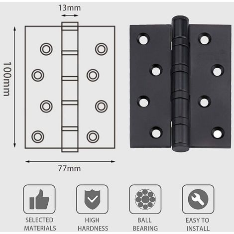 Fensterscharnier aus Edelstahl mit Kugellagern – 2 Stück, schwarz, 100 x 75 mm