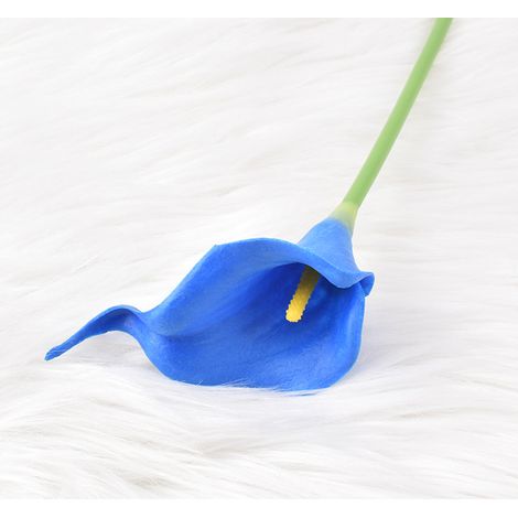 Fleurs de lys calla artificielles, fausses fleurs, bleu royal, lot de 10-AquaForge (1/3)