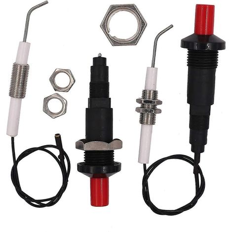 Lot de 2 allumeurs piézo pour barbecue à gaz avec bouton-poussoir, électrode en céramique filetée universelle de 30 cm (1/5)