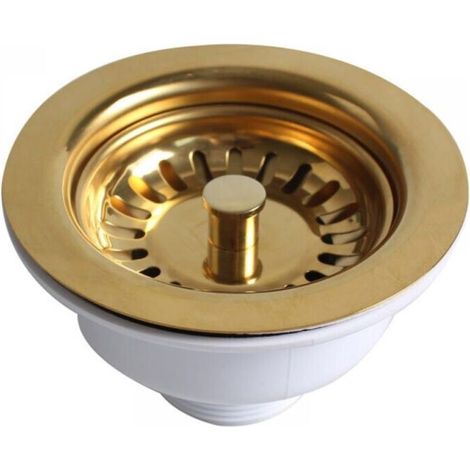 Gold plated kitchen sink drainer, Ø114 for sink hole (1/4)