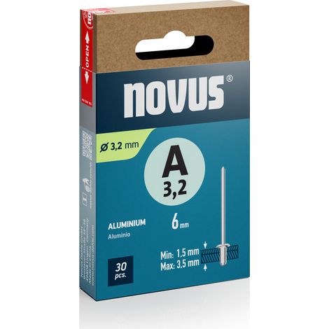 Novus Blindnieten Typ A 3,2 x 6 mm Aluminium 30 Stück Blindnietzange