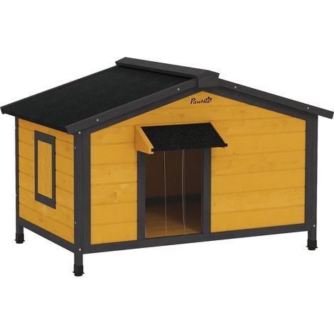 Niche extérieure avec toit en asphalte, fenêtres pliantes et base amovible en bois naturel 97 x 72 x 65 cm