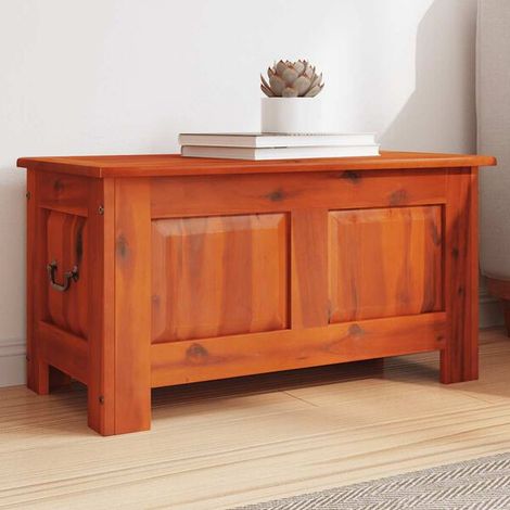 Coffre de Rangement en Bois d'Acacia Massif avec Couvercle, Boîte de Stockage Marron (1/5)