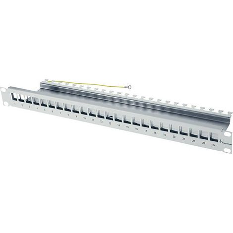 Telegärtner 100021492 24 Porte Patchpanel di rete 483 mm (19) CAT 6A 1 U Grigio (RAL 7035) senza connettori (1/3)