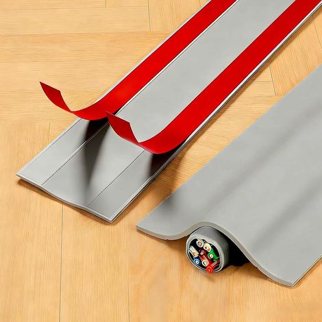 Cache-câbles flexibles pour la gestion des câbles, couvre-câbles pour fils sur mur et sol (Gris) (1/5)