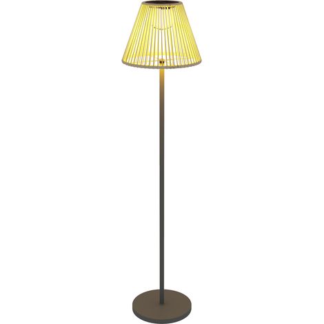 Solar-Stehlampe mit Rattanschirm, Ø 33 x 135 cm, IP44, Lichtsensor, Boho-Stil (1/5)