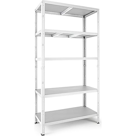 Scaffale a Incastro RAKO 100x40x187 cm 5 Ripiani Portata 80 kg in Metallo Bianco (1/5)
