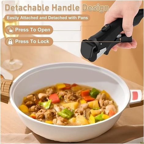 Manico rimovibile per pentole e padelle, ricambio universale rimovibile per padelle, utensili da cucina resistenti al calore (bianco). (1/3)