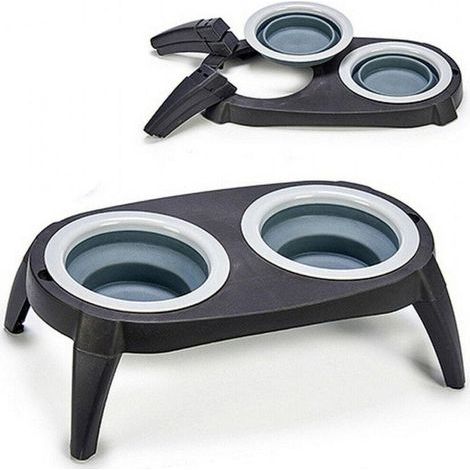 2-in-1 Futter- und Wasserspender für Hunde und Katzen - BPS, doppelwandiger Edelstahlnapf, rutschfester Boden und leicht zu reinigen, ideal zum Füttern und Trinken Ihres Haustieres. (1/5)