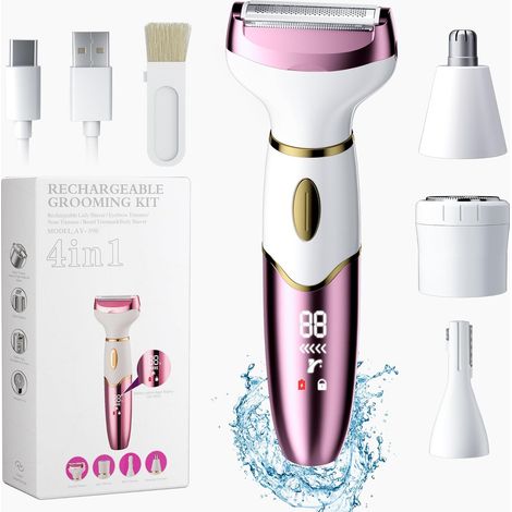 1 Épilateur Électrique 4 en 1, Tête Céramique, Étanche IPX7, Rechargeable USB, Pour Corps Et Visage (1/5)
