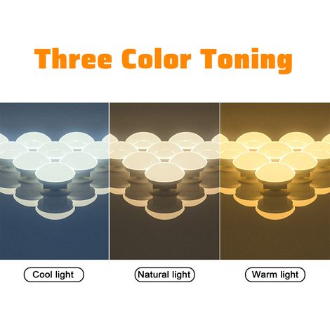 Ortviai Lampe LED pour miroir de maquillage – 6 ampoules, 3 températures de lumière (chaude/naturelle/froide), gradation infinie tactile USB (1/4)