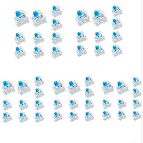 Confezione da 50 interruttori meccanici a 3 pin per tastiera con alloggiamento trasparente tattile, compatibili con tastiere a LED blu.