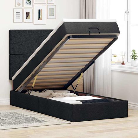 Estructura cama otomana colchón tela negro 90x200 cm vidaXL (1/5)