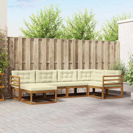 Outdoor-Sofagarnitur mit Kissen 6 pcs Natur und Creme
