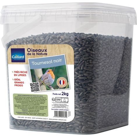 Seau de graines de tournesol noir 2 kgs pour oiseau de la nature