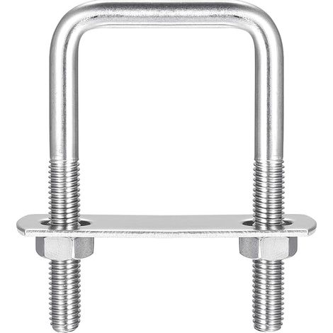 Carré U-Boulons, 2 Ensembles 42mm(1.65") Interne Largeur 80mm Longueur M8 304 Inox Acier U Pince Boulon avec Écrous et Plates, pour Remorque Bateau (1/5)
