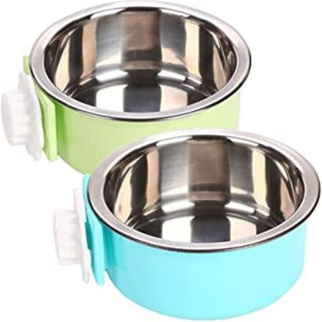 Gamelle Amovible À Suspendre Pour Chien Avec Cage En Acier Inoxydable Pour Chat Chiot, Oiseaux, Rats, Cochons D\'Inde, 2 Pièces