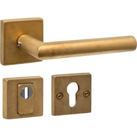 Jeu de quincaillerie de porte arrière Jura Carré en laiton culbuté - 0011.405725 (1/3)