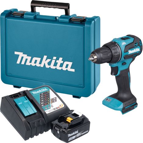 Taladro atornillador a batería Makita DDF 490 RT1E de 18 V, 65 Nm, sin escobillas + 1 batería de 5,0 Ah + cargador + maletín (1/5)