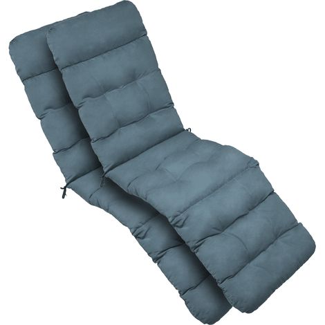 2X Coussin de transat confortable, 200 x 50 x 8 cm, bleu pigeon (1/5)
