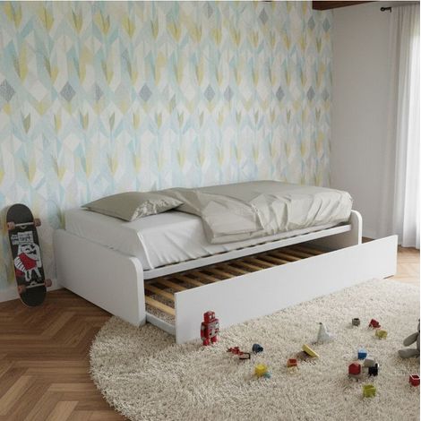 Letto 1 piazza e mezza con letto estraibile - Bianco
