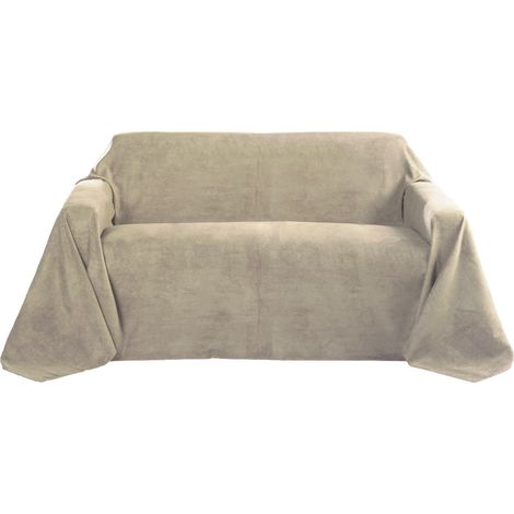 Tagesdecke 210x280 cm Überwurfdecken für Sofa Wildleder Beige
