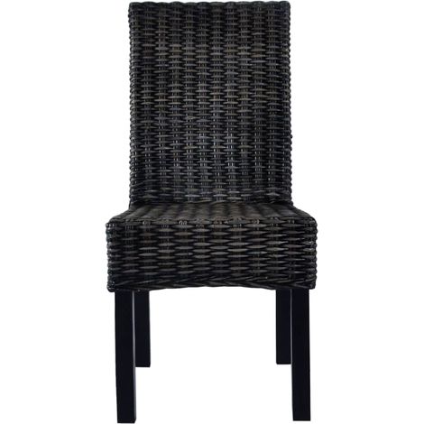 Maison Exclusive - Sedie da Pranzo 6 pz Nere in Rattan Kubu e Legno di Mango (1/5)