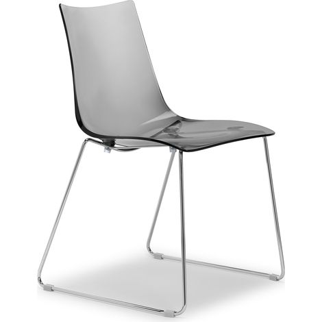 Chaise design, Chaise Zebra antishock pieds luge Gris Transparent en Plastique, Scab design