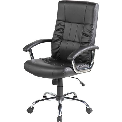 Dmora - Silla de oficina Dhongl, Sillón ejecutivo con reposabrazos, Silla de oficina ergonómica, 69x64h106/116 cm, Negro (1/5)