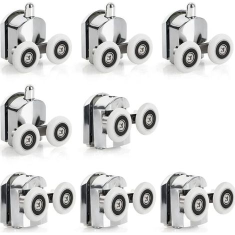 8 Roulettes de Porte de che coulissante en alliage de Zinc, roulettes de remplacement de 25mm de diamètre, bles roues pour salle de bain (1/4)
