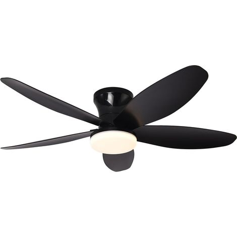 Ventilateur de plafond avec lumière et télécommande, luminosité réglable, 6 vitesses de ventilation (noir). (1/5)