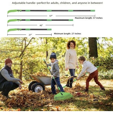 Râteau à feuilles robuste pour pelouse, de jardin détachable ramasser les d'automne (1/5)