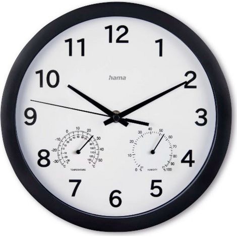 Hama 00185868 Quarz Wanduhr 25 cm x 250 mm x 250 mm x 40 mm Schwarz