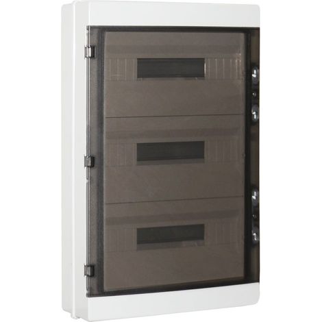 ETTROIT Centralino stagno da parete 54 moduli IP65 grigio RAL 7035 con portello trasparente fumè - DB120954