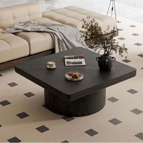 Mesa centro cuadrada con tablero parquet negro OKMYHOME (1/5)