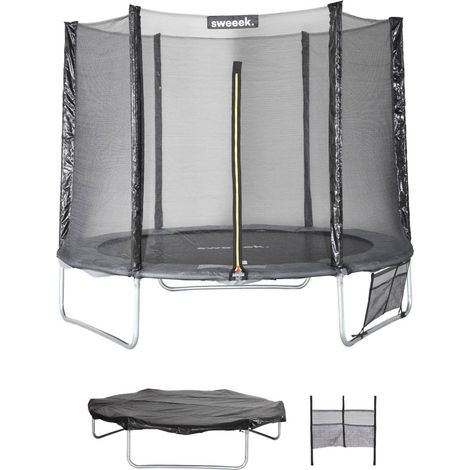 Trampoline 250 cm. gris. avec filet de protection. bâche. filet pour chaussures. kit d’ancrage (1/5)