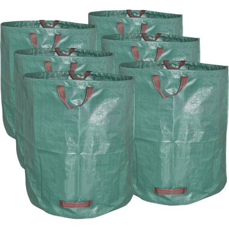 Sac de jardin XXL 272 L – Lot de 6 sacs résistants en polypropylène tissé, idéal pour feuilles, branches et déchets verts (1/4)