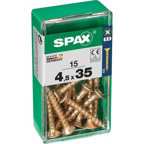 Boîte 15 Unités. Vis A Bois Spax Cab. Plat Yellox 4.5x35mm Spax (1/2)