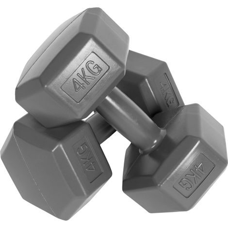 Hex-Hanteln-Set 2x4 kg, Übungsgewichte, Fitnessbelastung, grau, ModernHome (1/5)
