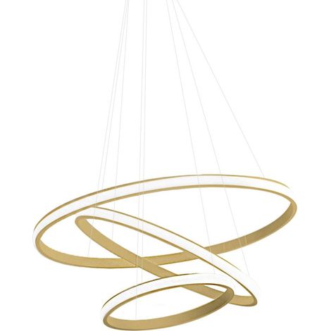 Suspension Iole S/3 - 70W 3600Lm 3000K Dimmable - Aluminium Doré Brossé Et Silicone Blanc Opale - Gealuce (1/5)