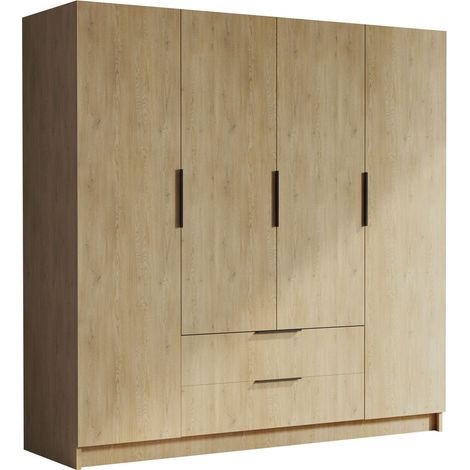 Armario Closico Cadron I, Roble, 216x200x60cm, Puertas de armario: Con bisagras, Número de estantes: 0