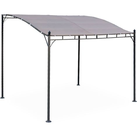 Pergola adossée 3x2.5m - Brestum - Toile taupe - Pergola murale
