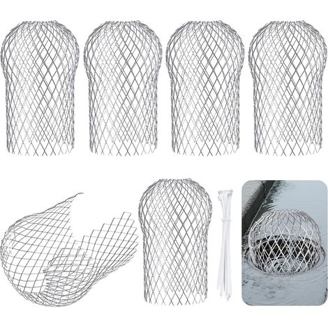 Lot de 6 protections de gouttière en aluminium avec 10 attaches de câble, extensibles pour gouttières, gouttières et tuyaux pour arrêter les feuilles, les débris, la mousse et la boue (1/5)