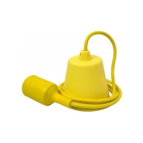 Luminaire - Suspension silicone - Culot E27 - Jaune - Câble textile 1 m